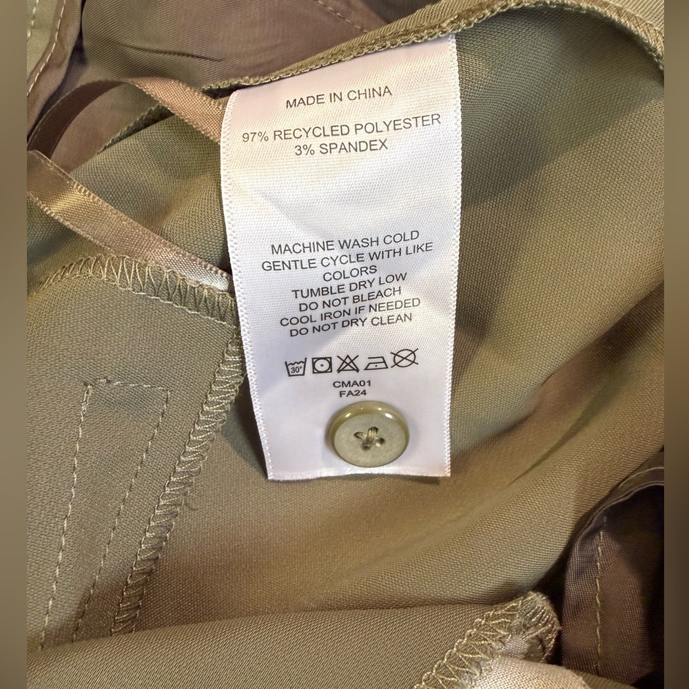 QUINCE Stretch Crepe Ankle Pants In Olive Elastic Waist Pockets Women’s Size 10 - Picture 10 of 10